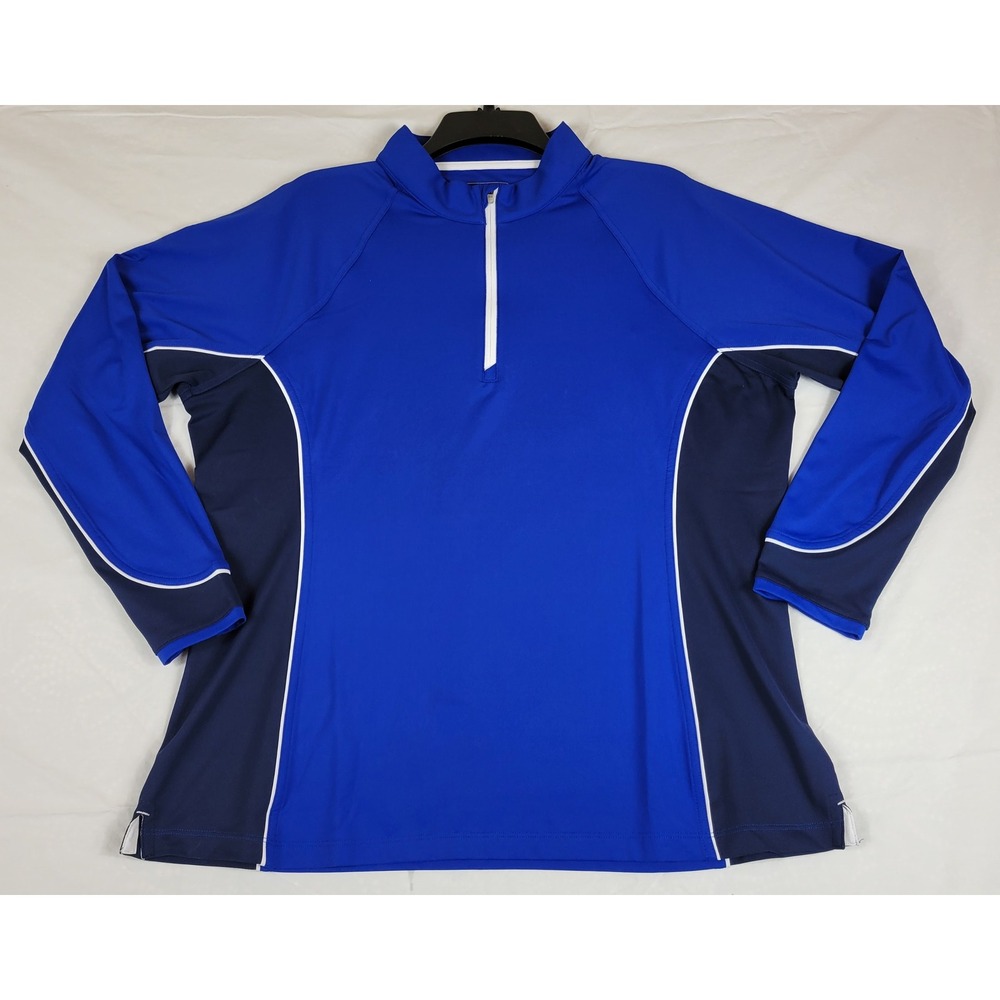 Peter Millar Womens XL Blue Colorblock 1/4 Zip UPF 50+ LF19EK04 Performance